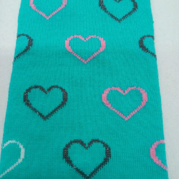 Knee High - Turquoise with Black, White & Pink Hearts