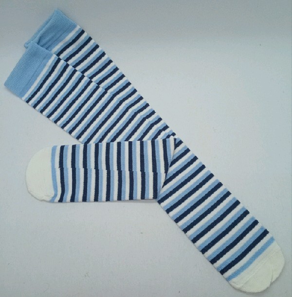 Knee High - Thin Stripe - White, Black & Blue