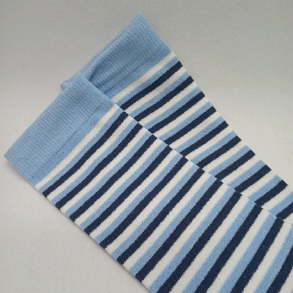 Knee High - Thin Stripe - White, Black & Blue