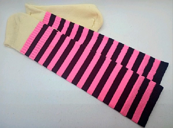 Nylon Rugby /Hockey with Padded Foot - Black & Pink Thin Stripes