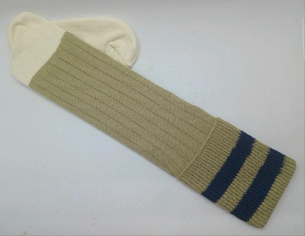 Rugby Sock - Khaki with Navy Blue stripe