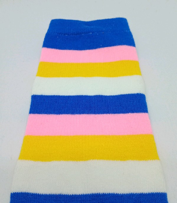 Knee High - Broad Stripe - White, Yellow, Pink & Blue