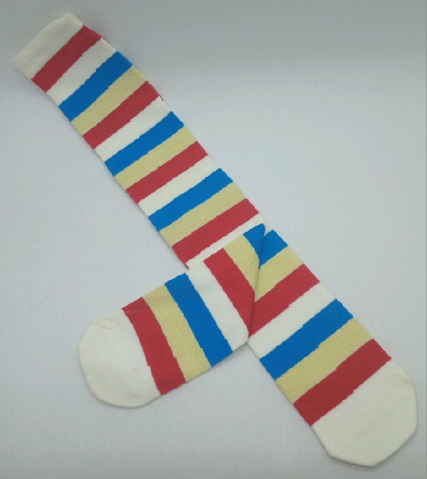 Knee High - Broad Stripe - White, Blue, Cream & Red