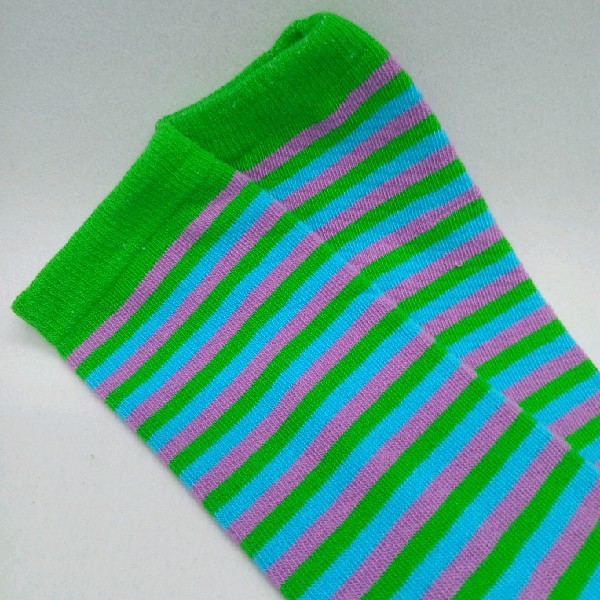 Knee High - Thin Stripe - Green, Purple & Blue