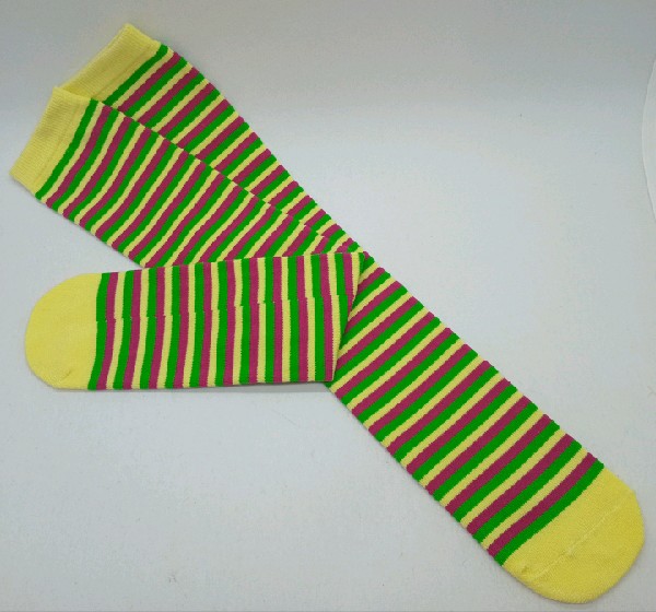 Knee High - Thin Stripe - Yellow, Maroon & Green