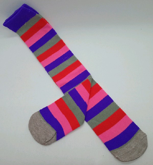 Knee High - Broad Stripe - Red, Grey, Purple & Pink