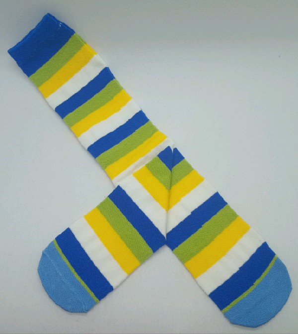 Knee High - Broad Stripe - White, Yellow, Green & Blue