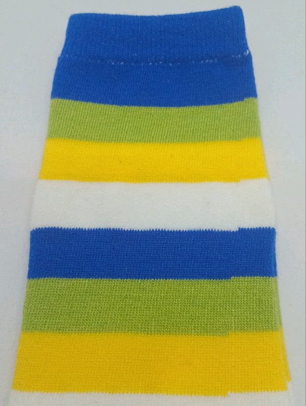 Knee High - Broad Stripe - White, Yellow, Green & Blue