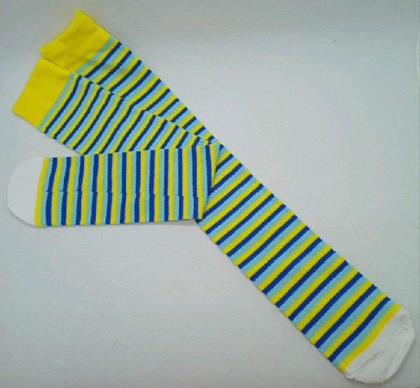 Knee High - Thin Stripe - Yellow, Powder Blue & Navy Blue