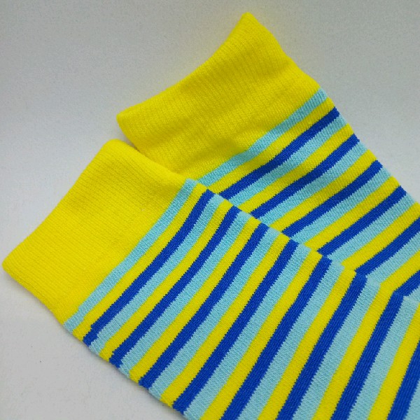 Knee High - Thin Stripe - Yellow, Powder Blue & Navy Blue