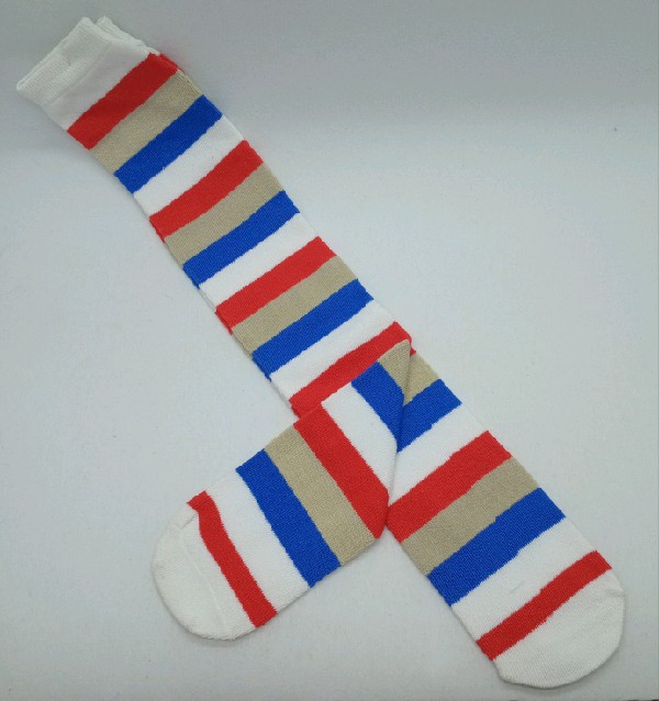Knee High - Broad Stripe - White, Blue, Khaki & Red