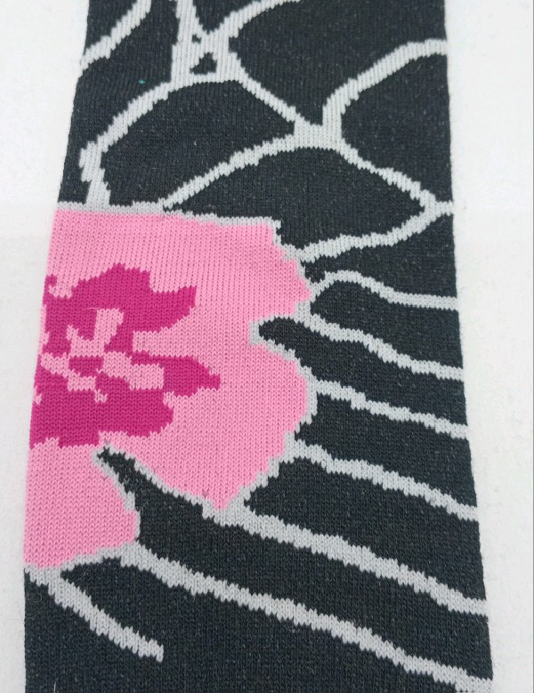 Knee High - Black with Abstract Pink & White Design