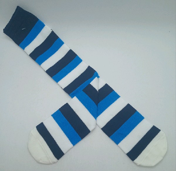 Knee High - Broad Stripe - White, Royal Blue & Navy Blue