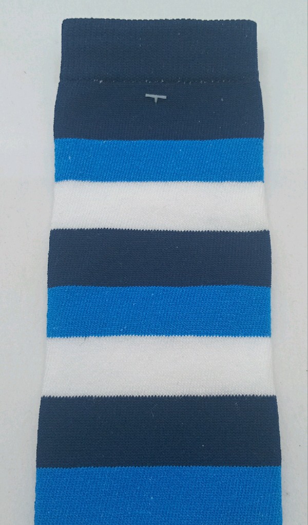 Knee High - Broad Stripe - White, Royal Blue & Navy Blue