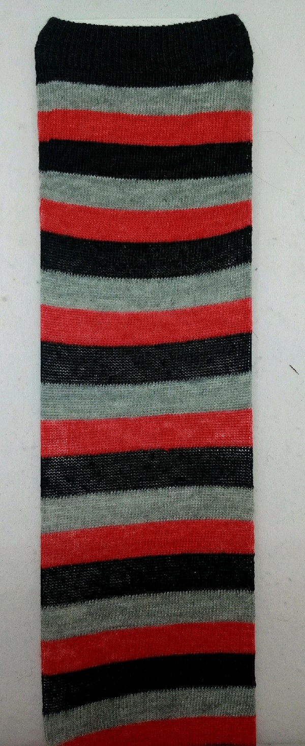 Thigh High Socks Striped Orange, Black & Grey