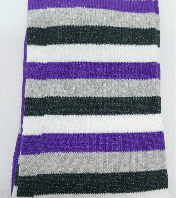 Knee High - Purple with Grey, Black & White Stripes