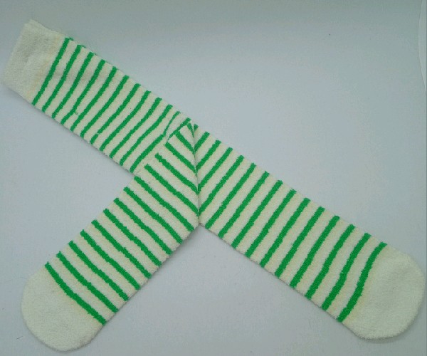 Knee High - Terry Thin Stripe - White, Yellow & Green
