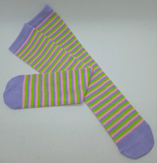 Knee High - Thin Stripe - Pink, Lime Green & Purple