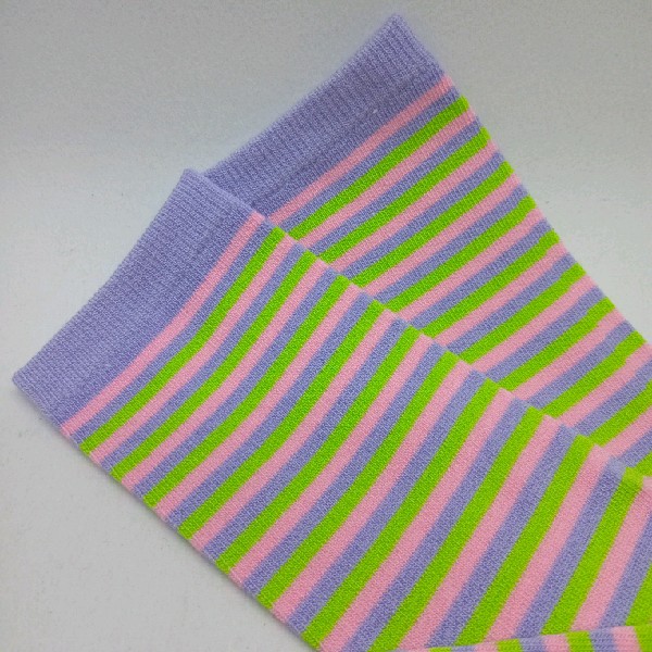 Knee High - Thin Stripe - Pink, Lime Green & Purple