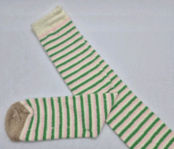 Knee High Terry - White, Pink & Green