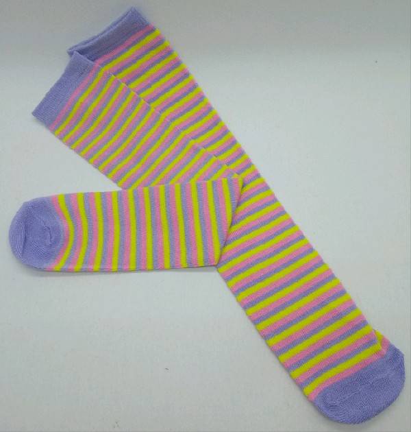 Knee High - Thin Stripe - Pink, Purple & Green