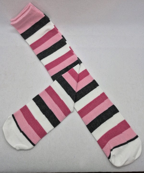Knee High - Broad Stripe - White, Violet, Black & Pink