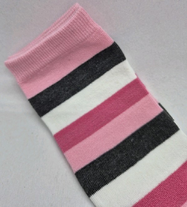 Knee High - Broad Stripe - White, Violet, Black & Pink