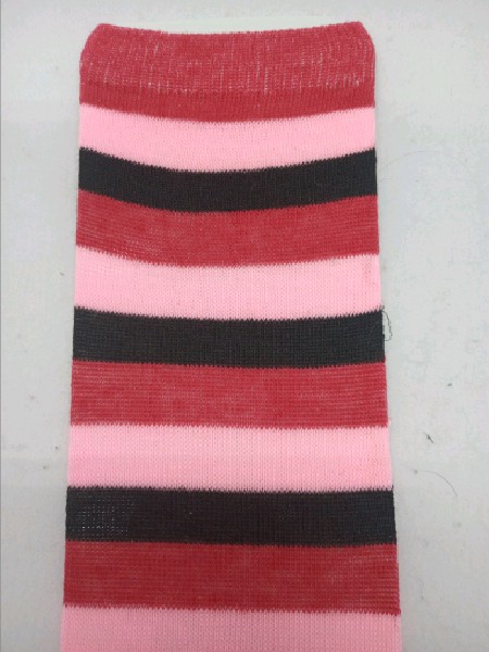 Thigh High Socks Striped Light Pink, Burgundy& Black