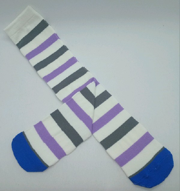 Knee High - Broad Stripe - White, Purple & Black