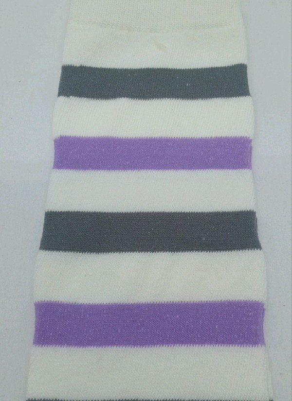 Knee High - Broad Stripe - White, Purple & Black