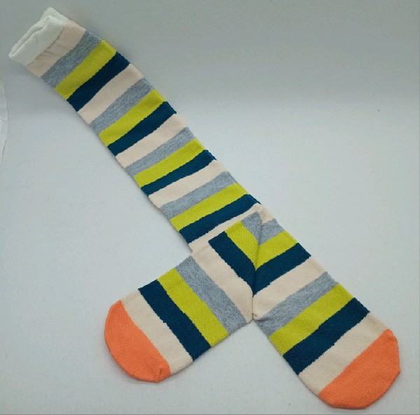 Knee High - Broad Stripe - Blue, Grey, Green & Cream