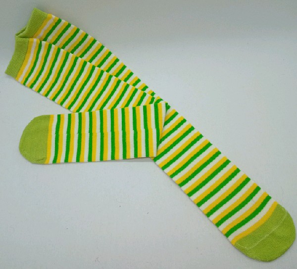 Knee High - Thin Stripe - White, Yellow & Green