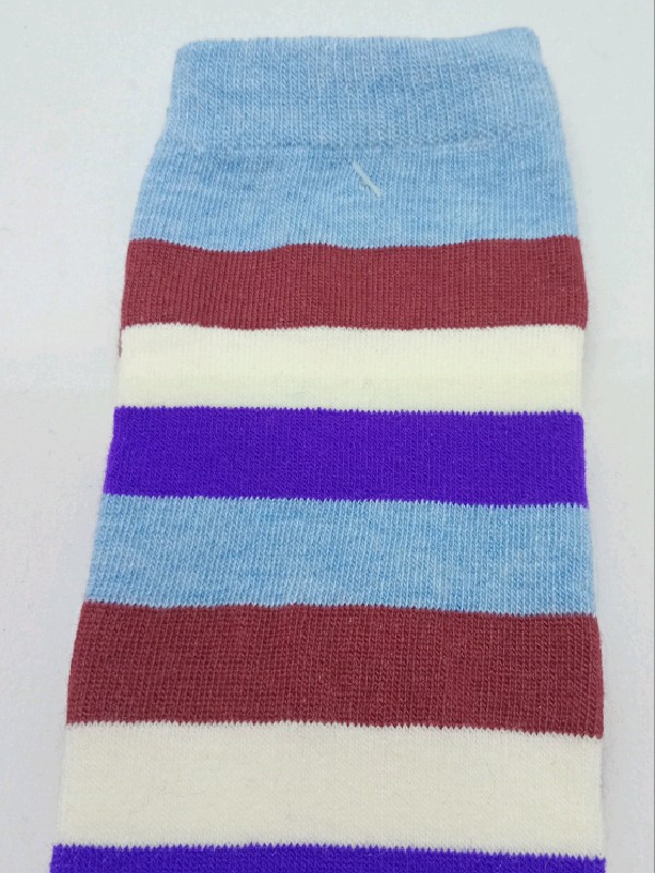 Knee High - Broad Stripe - White, Maroon, Blue & Purple