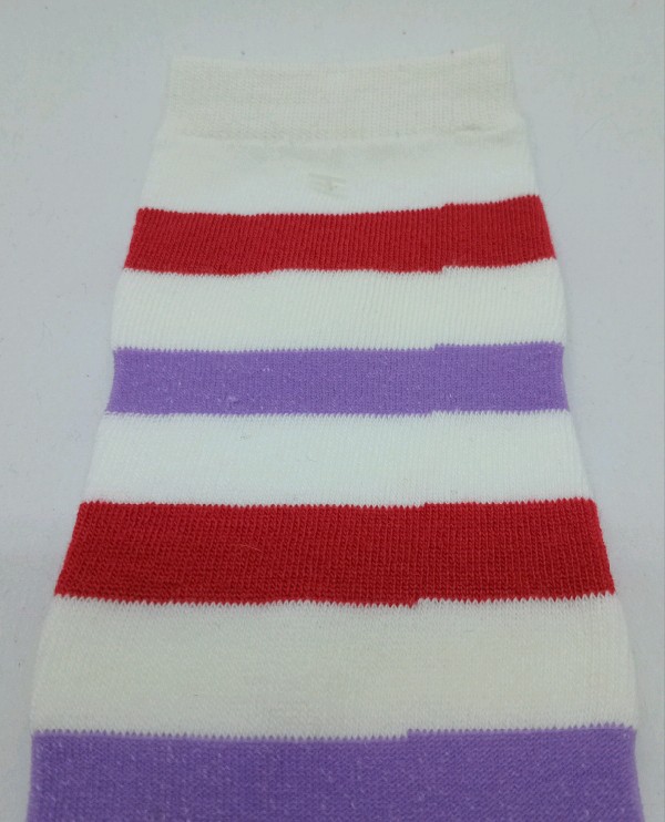 Knee High - Broad Stripe - White, Red & Purple