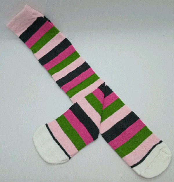 Knee High - Broad Stripe - Black, Rose, Green & Magenta