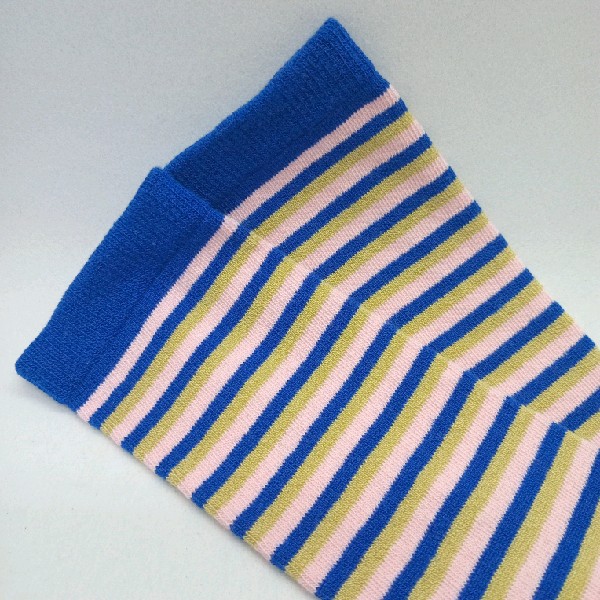 Knee High - Thin Stripe - Blue, Pink & Khaki