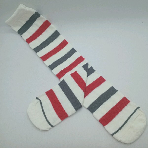 Knee High - Broad Stripe - White, Red & Black