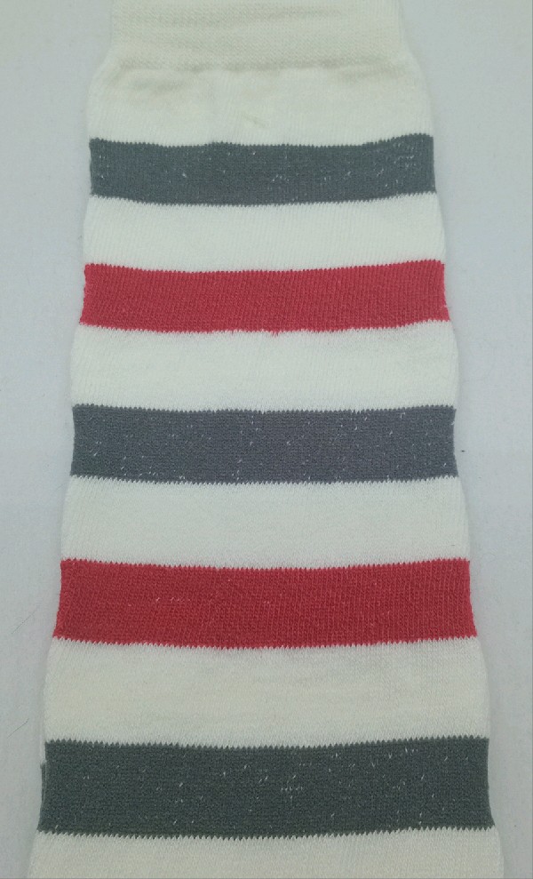 Knee High - Broad Stripe - White, Red & Black