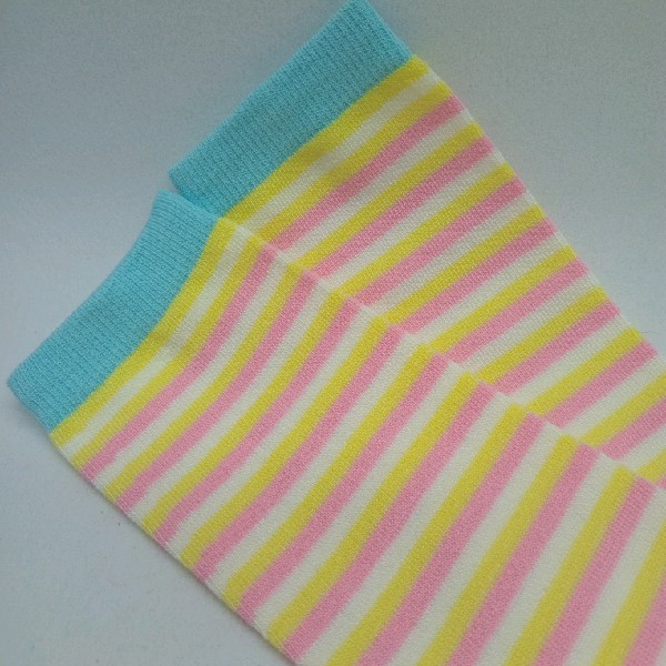 Knee High - Thin Stripe - White, Pink & Yellow