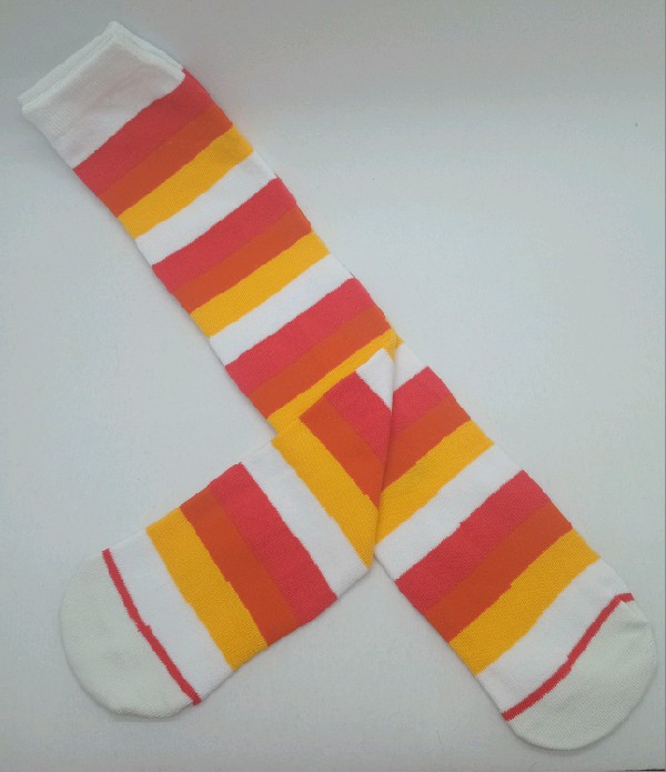 Knee High - Broad Stripe - White, Yellow, Orange & Red