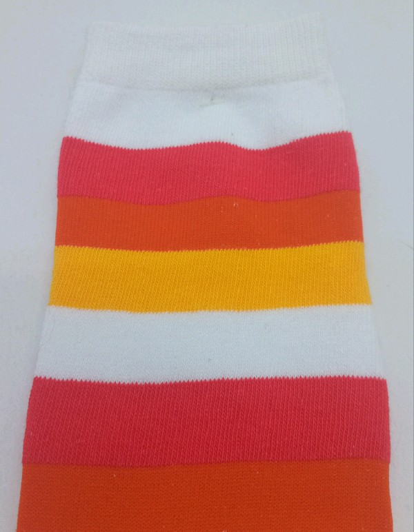 Knee High - Broad Stripe - White, Yellow, Orange & Red