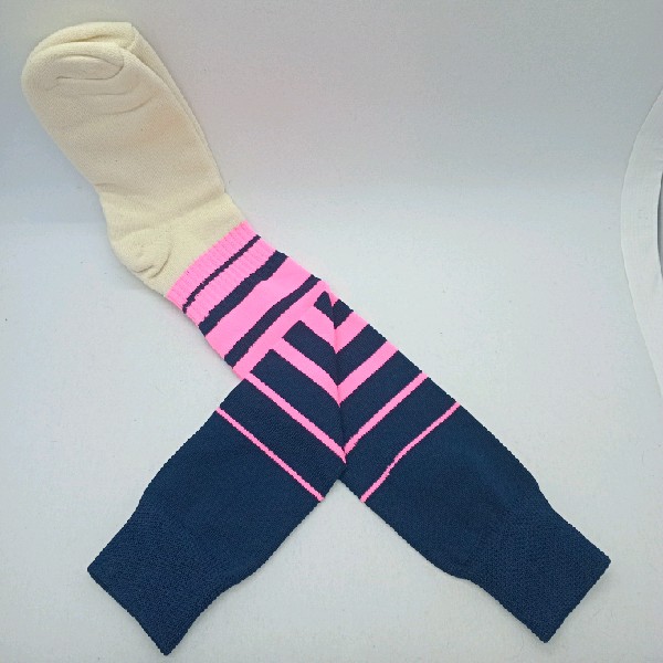 Nylon with Padded Cotton Foot - Navy & Pink