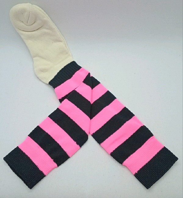 Nylon with Padded Cotton Foot - Pink & Black