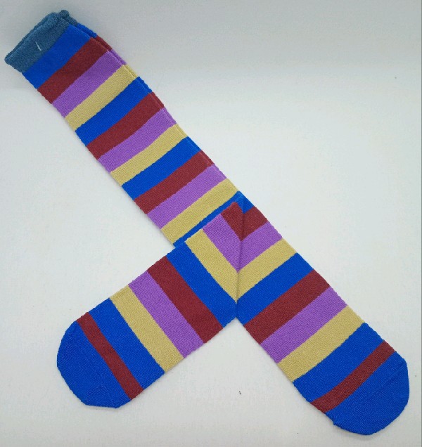 Knee High - Broad Stripe - Blue, Khaki, Purple & Maroon