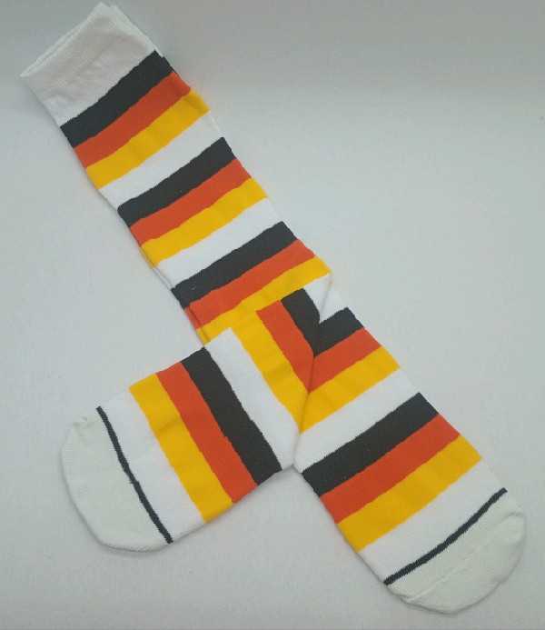Knee High - Broad Stripe - White, Yellow, Orange & Black