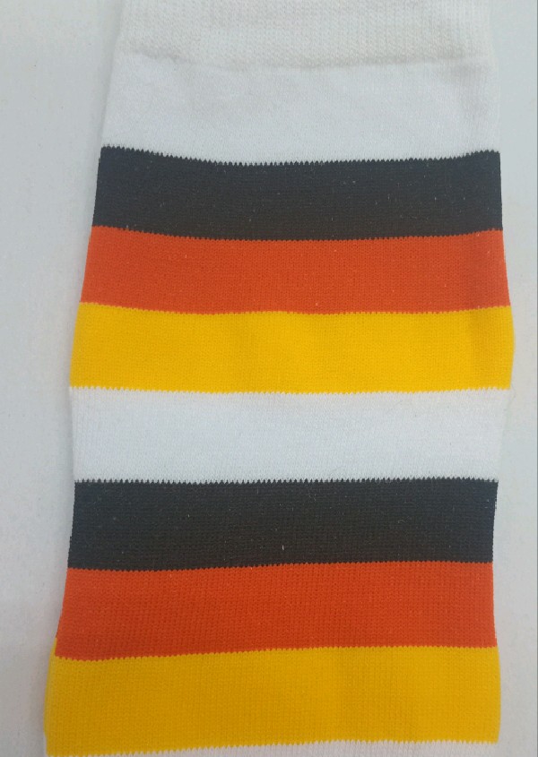 Knee High - Broad Stripe - White, Yellow, Orange & Black
