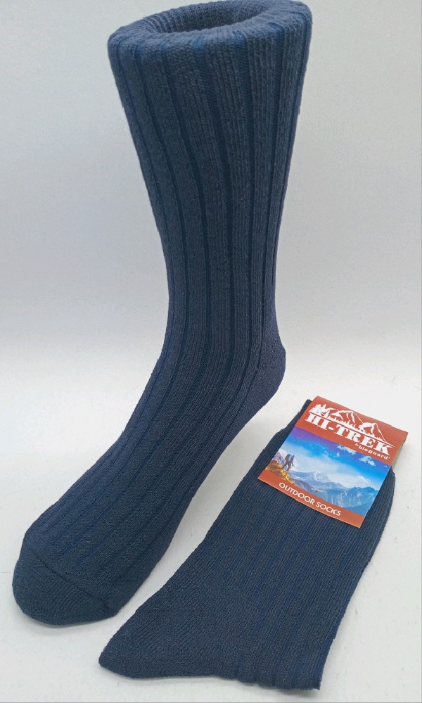 Hi-Trek Bioguard Ribbed Cotton Hiking Sock - Navy Blue