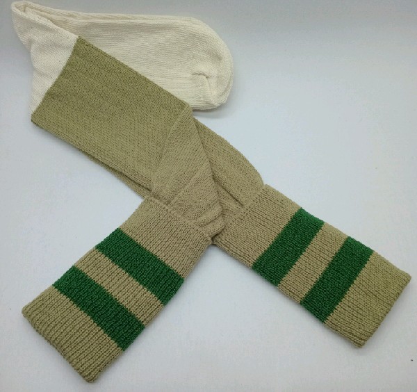 Rugby Sock - Khaki with Bottle Green stripe
