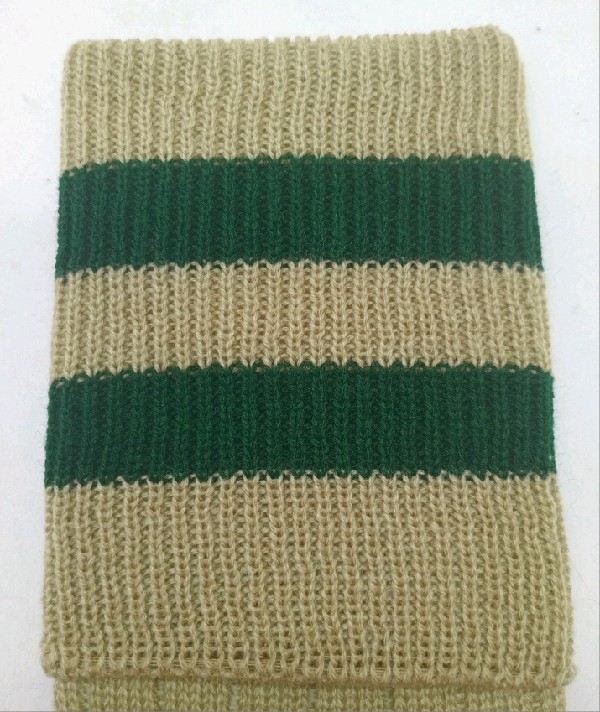 Rugby Sock - Khaki with Bottle Green stripe