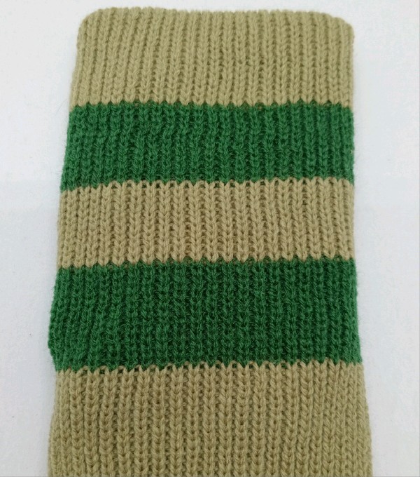Rugby Sock - Khaki with Bottle Green stripe